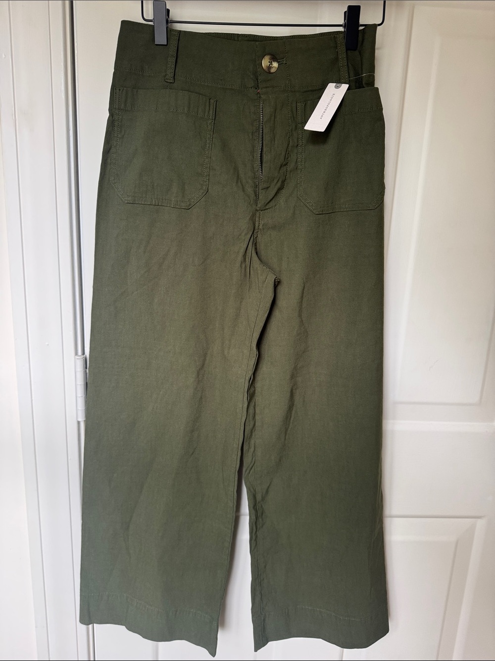 NWT Anthropologie Maeve Collete Olive Wide-Leg Women's Pants Size 27
